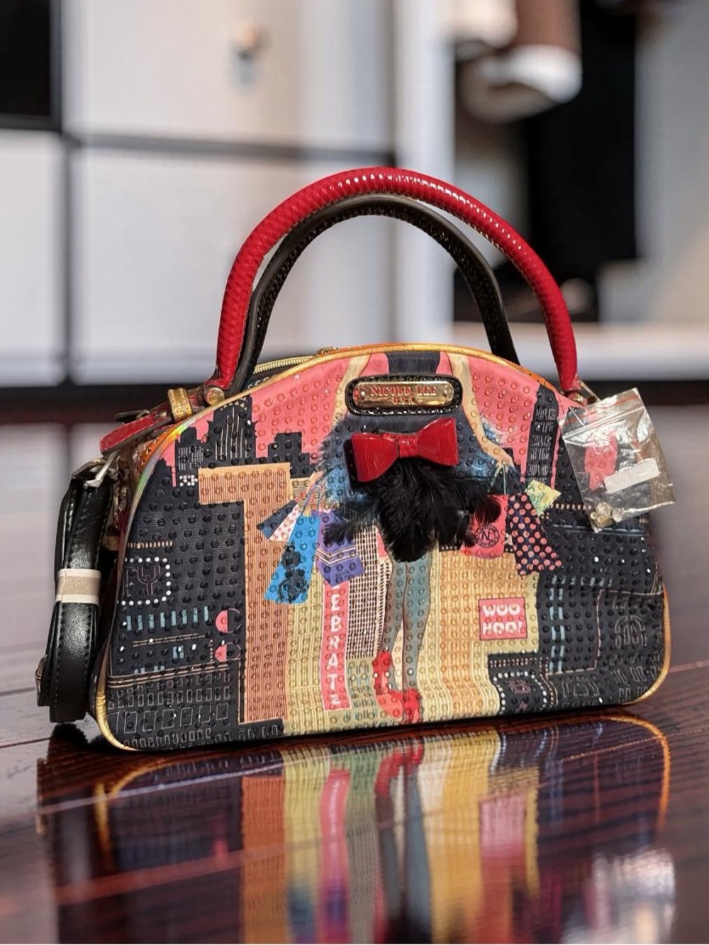 Nicole Lee NWOT Novelty Retro Multi-Color Top-Handle Satchel Crossbody (P249) - Picture 1 of 13